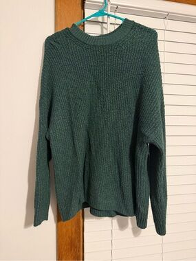 American Eagle Dark Green Waffle Knit Sweater size Large